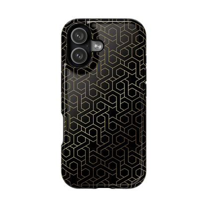 Black and Gold ⭐️ Geometric Design Iphone Magnetic Tough Case