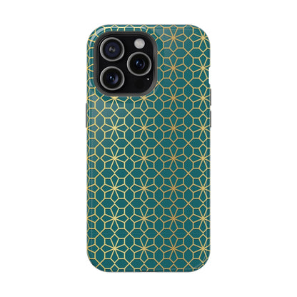 Gold and Green Flower Design - Iphone Magnetic Tough Case