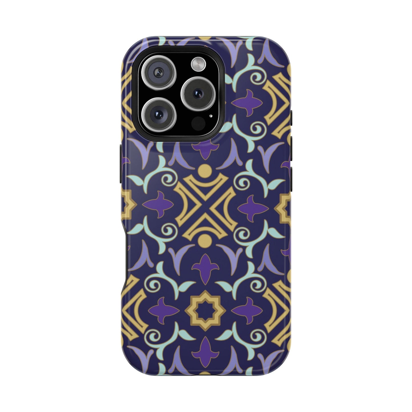 Geometric Purple and Gold Design Iphone Magnetic Tough Case