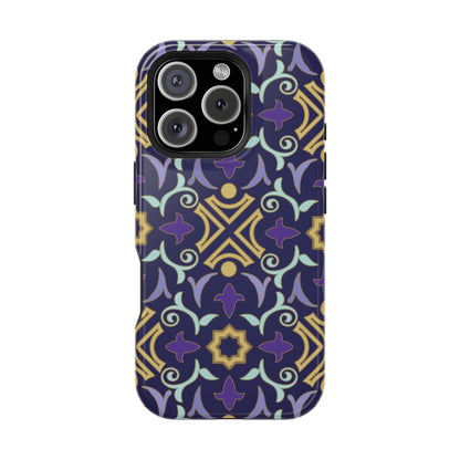 Geometric Purple and Gold Design Iphone Magnetic Tough Case