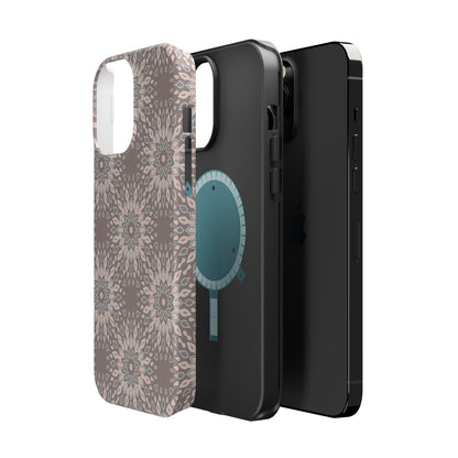 Beige Floral Design - Iphone Magnetic Tough Case