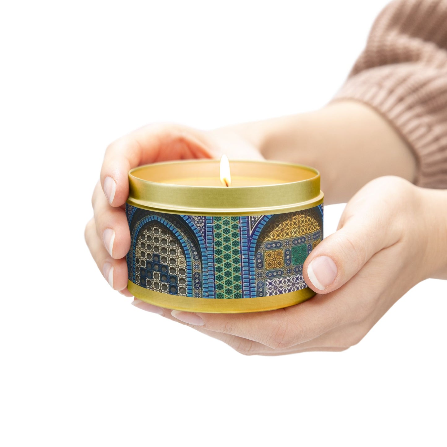 Aqsa Golden Tin Candles | Elegant Home Fragrance | Decorative Candle Gifts for All Occasions | Relaxing Aromatherapy