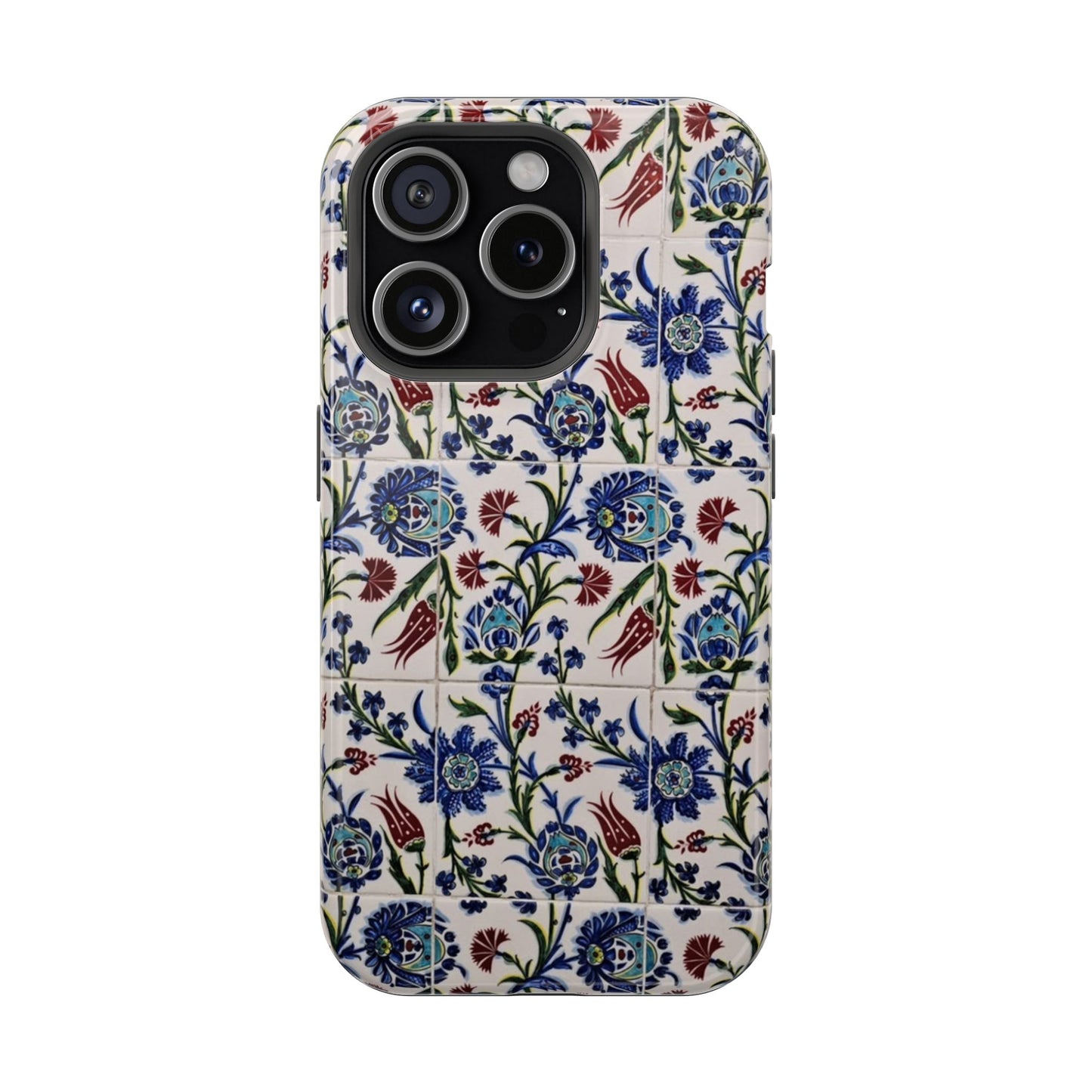 Blue ceramic Floral Design - Iphone Magnetic Tough Case