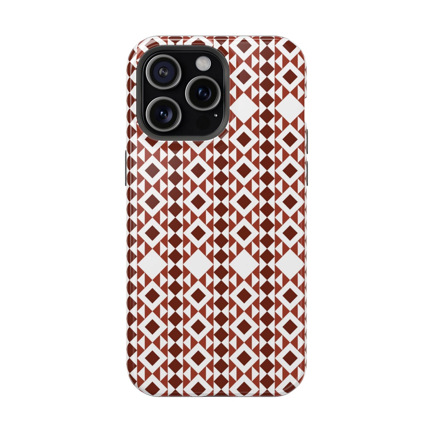 Red and White geometric Design Iphone Magnetic Tough Case