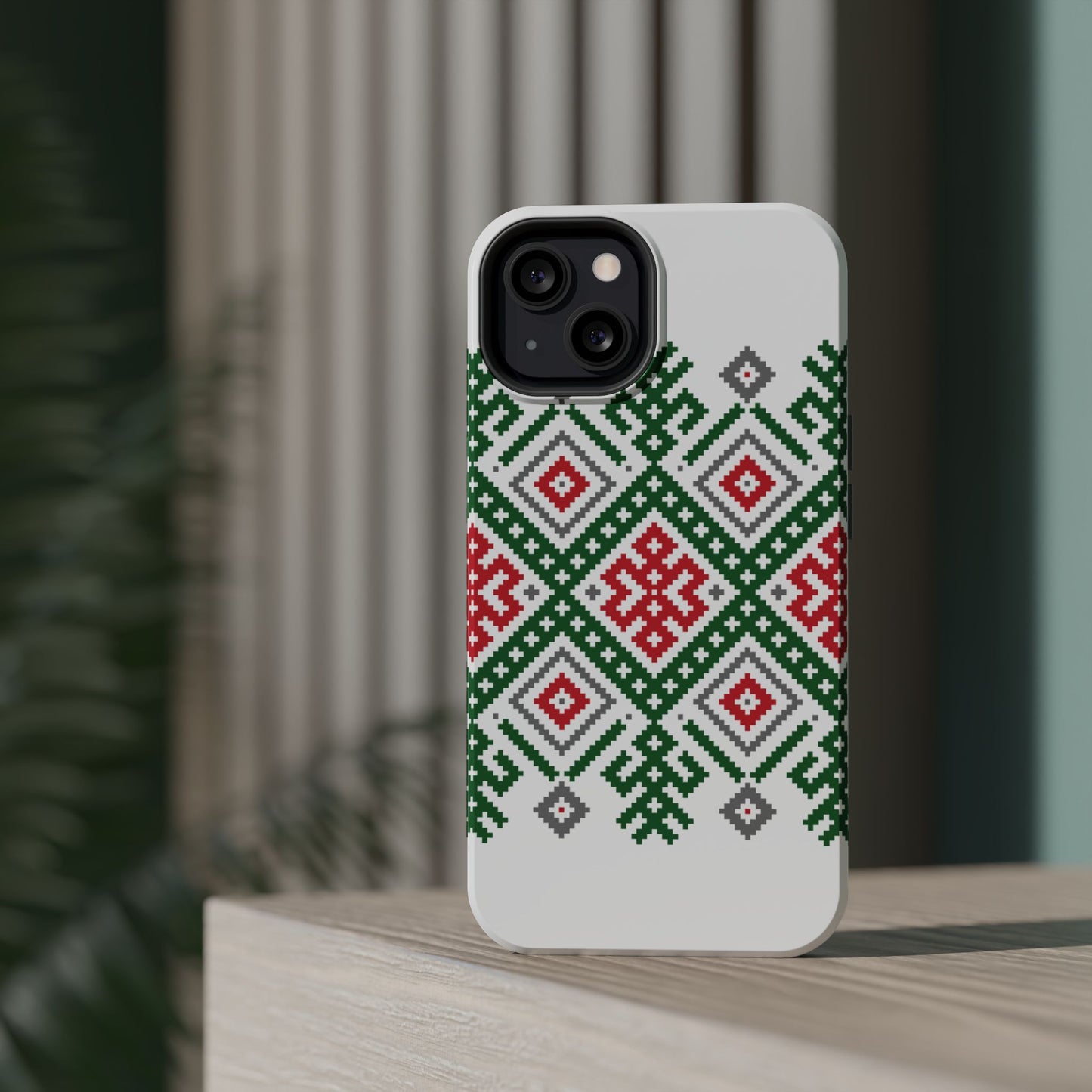 Red white Green and Black  Geometric Design Iphone Magnetic Tough Case