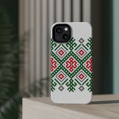 Red white Green and Black  Geometric Design Iphone Magnetic Tough Case