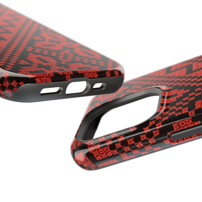 Red and Black Tatreez Design - Iphone Magnetic Tough Case
