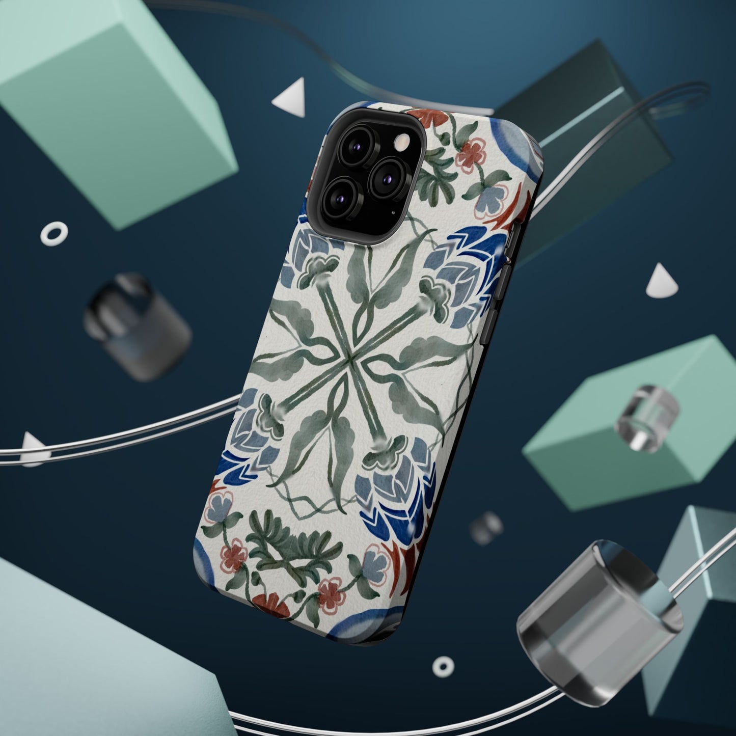 Blue flowers Iphone Magnetic Tough Cases