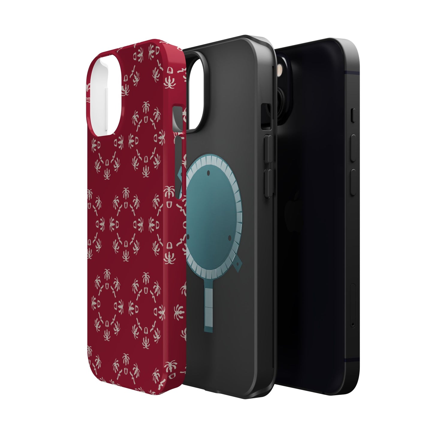 Palm Trees and coffee cups Geometric circle  Design - Iphone Magnetic Tough Case