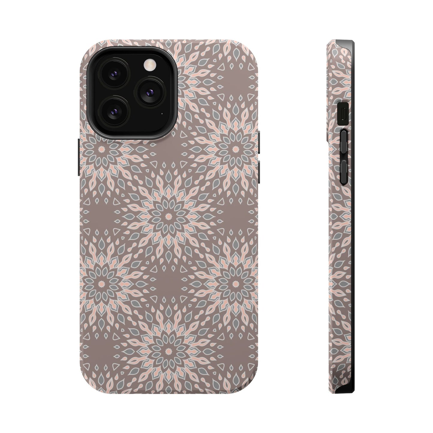 Beige Floral Design - Iphone Magnetic Tough Case