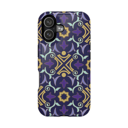 Geometric Purple and Gold Design Iphone Magnetic Tough Case