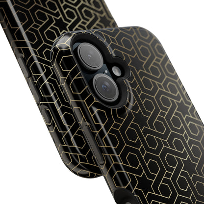 Black and Gold ⭐️ Geometric Design Iphone Magnetic Tough Case