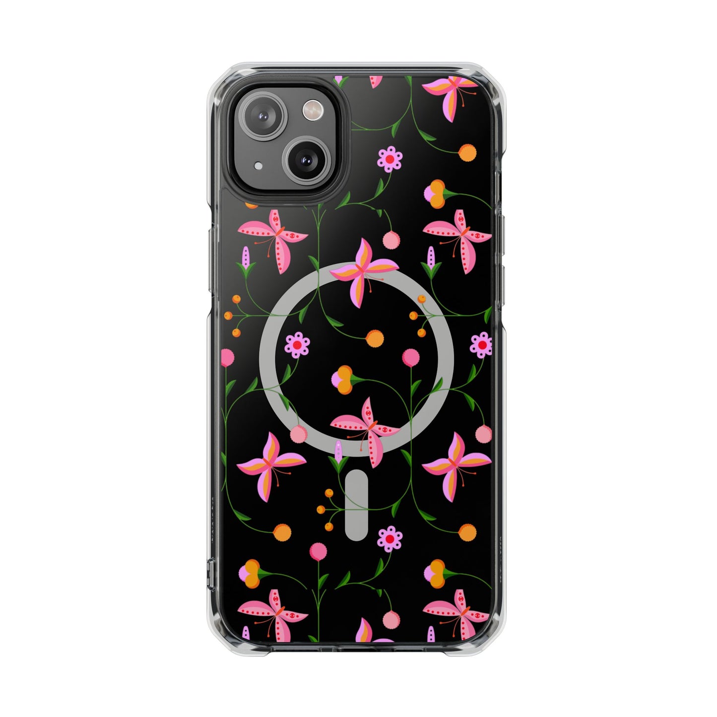 Pink Floral Garden  MagSafe Clear Phone Case