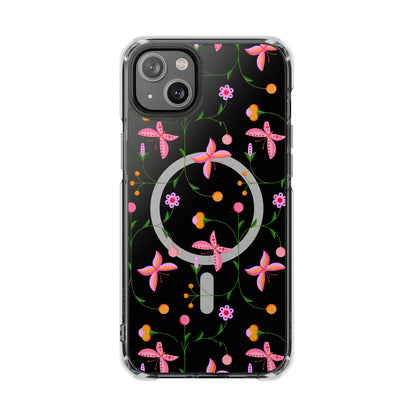 Pink Floral Garden  MagSafe Clear Phone Case