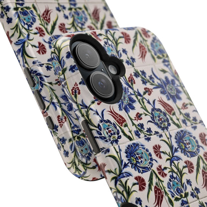 Blue ceramic Floral Design - Iphone Magnetic Tough Case