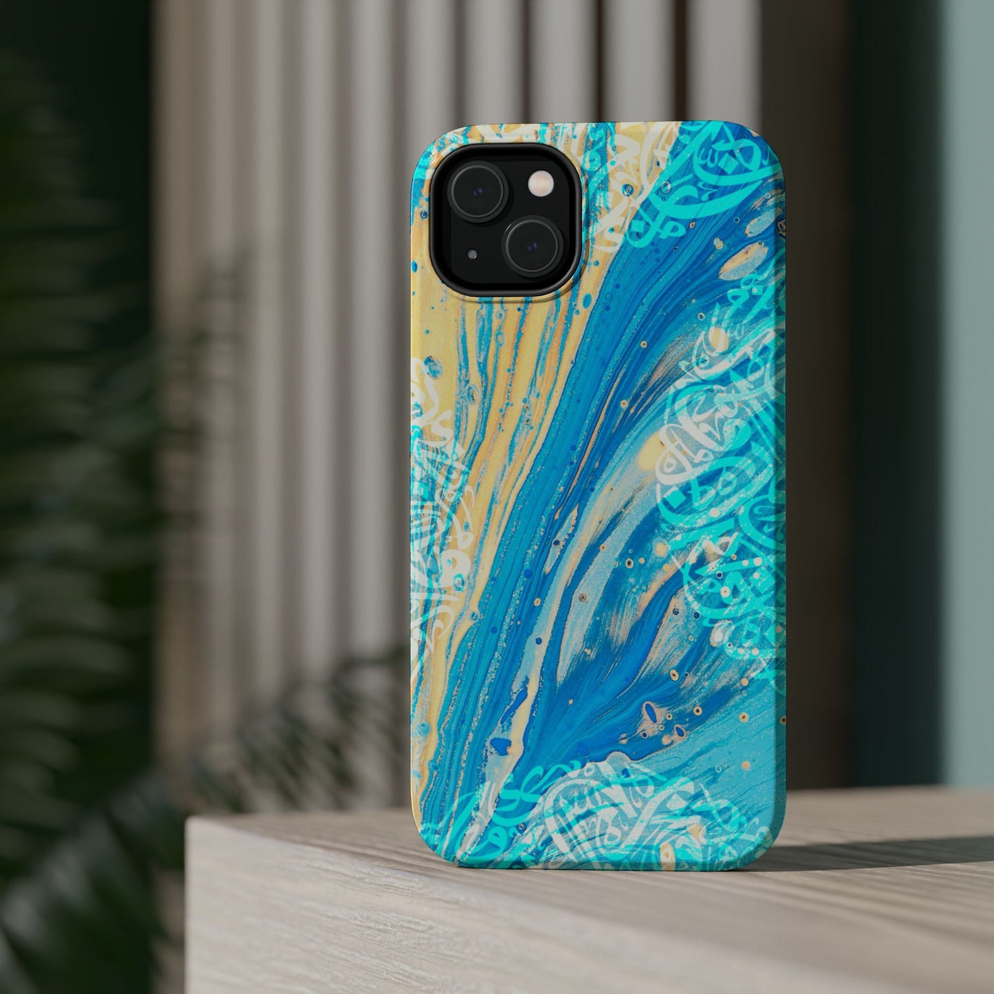 Arabic splash of Blue- Iphone Magnetic Tough Case