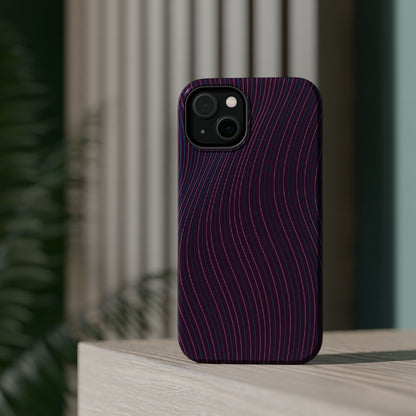 Purple Line Pattern  Design - Iphone Magnetic Tough Case