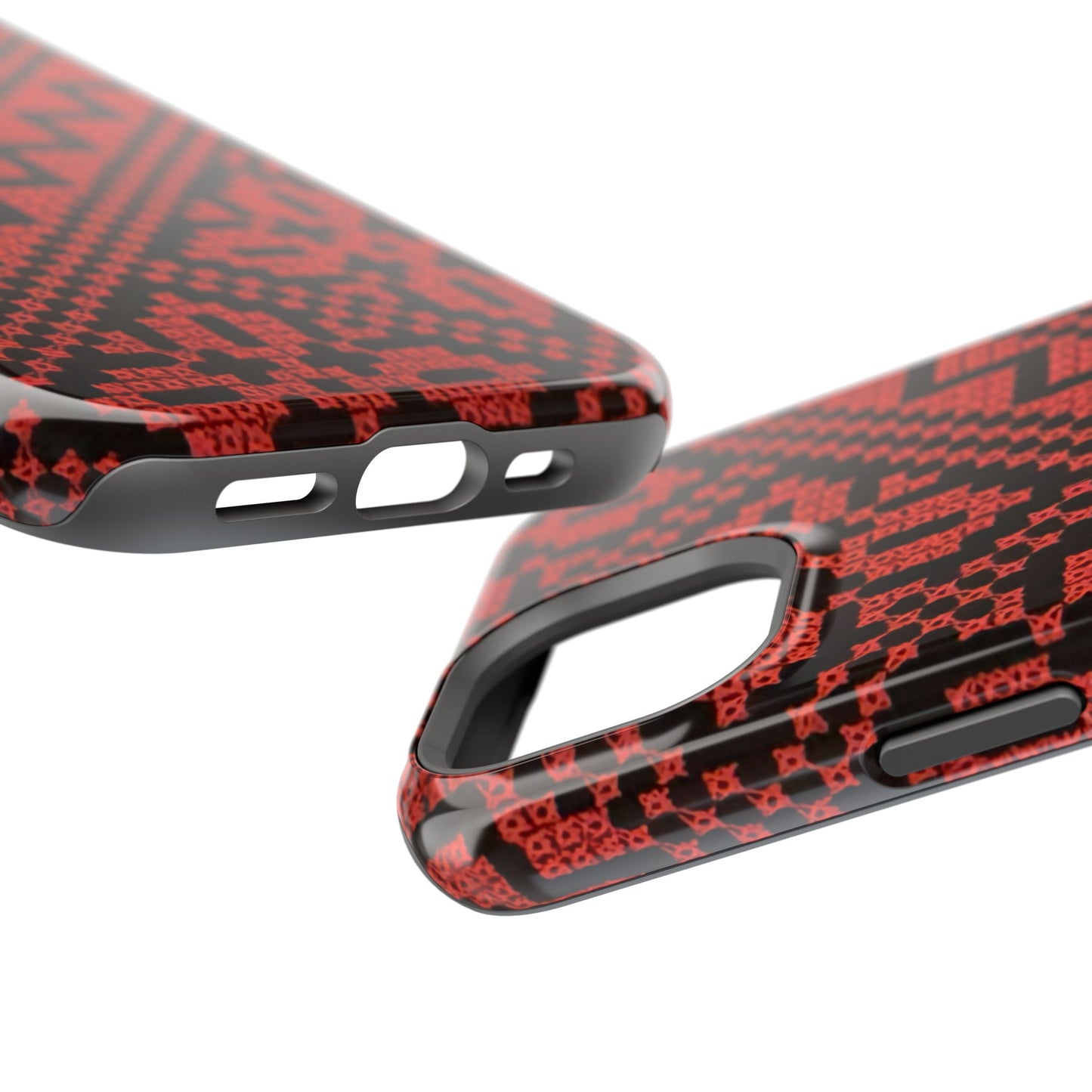 Red and Black Tatreez Design - Iphone Magnetic Tough Case
