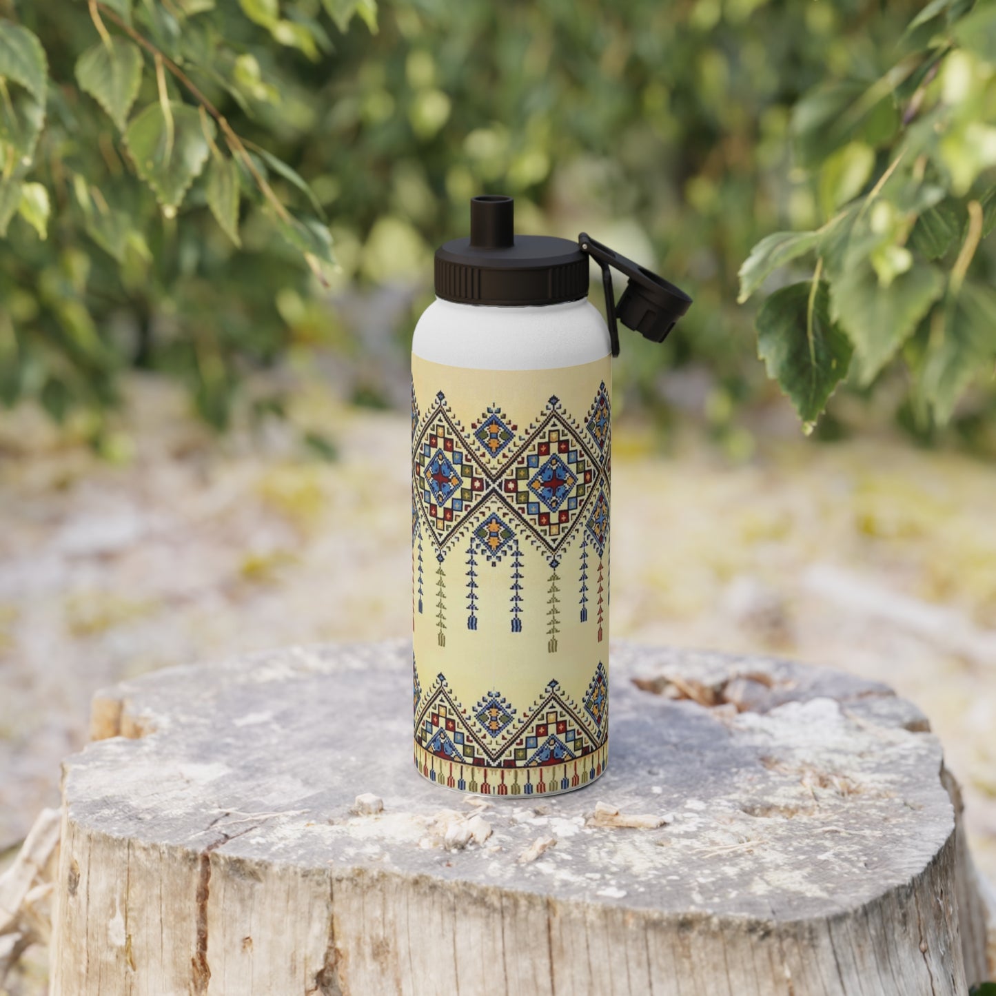 Tatreez Stylish Stainless Steel Water Bottle with Sports Lid
