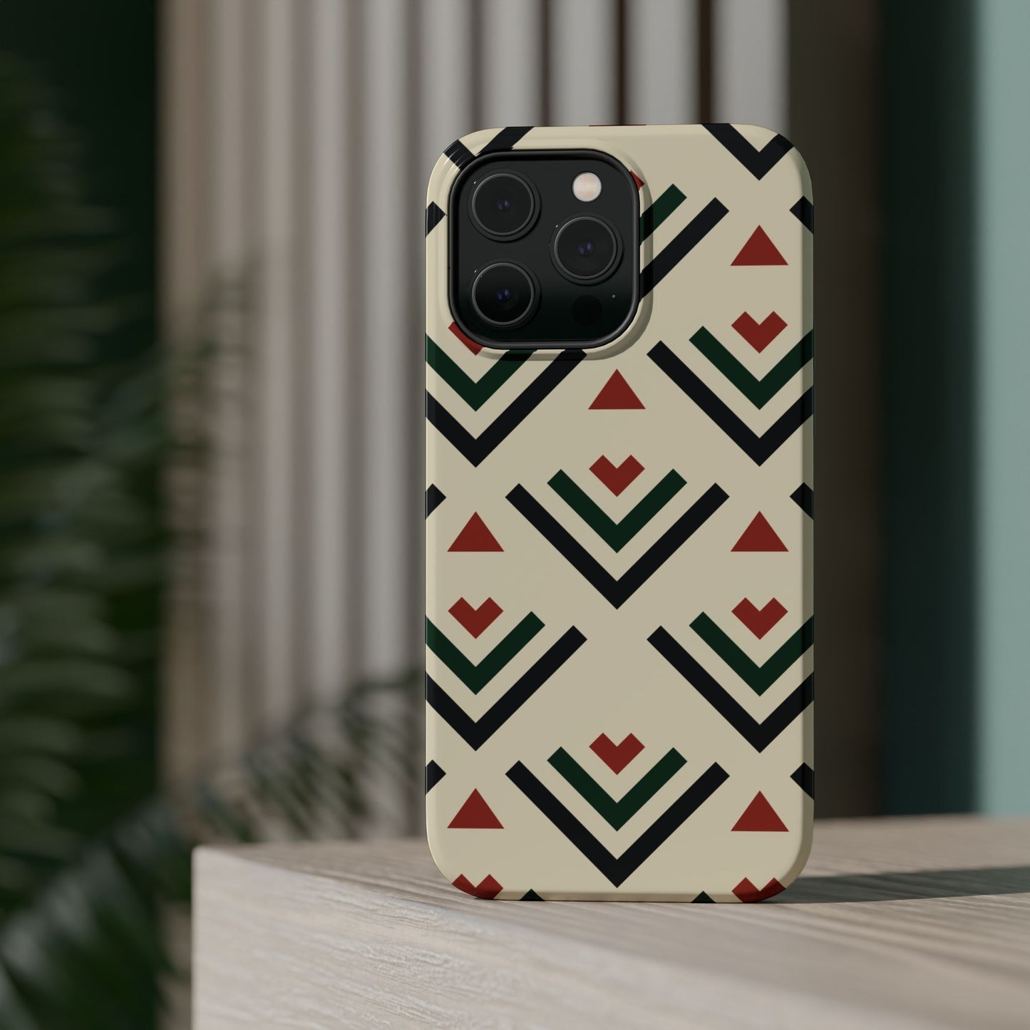 Red Black Green Geometric Design Iphone Magnetic Tough Case