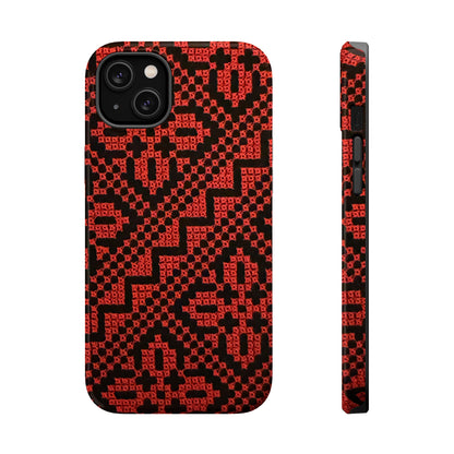Red and Black Tatreez Design - Iphone Magnetic Tough Case