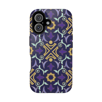 Geometric Purple and Gold Design Iphone Magnetic Tough Case