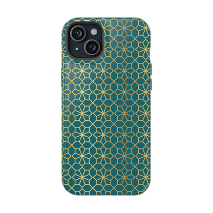 Gold and Green Flower Design - Iphone Magnetic Tough Case