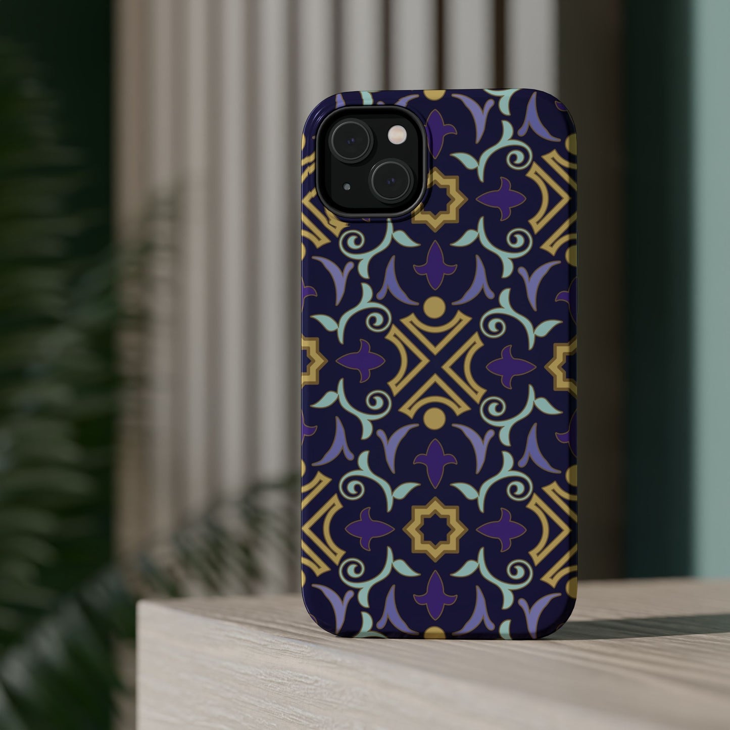 Geometric Purple and Gold Design Iphone Magnetic Tough Case