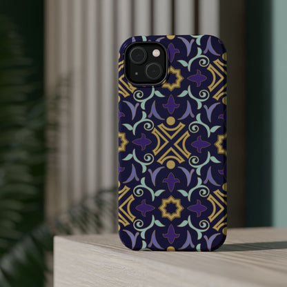 Geometric Purple and Gold Design Iphone Magnetic Tough Case