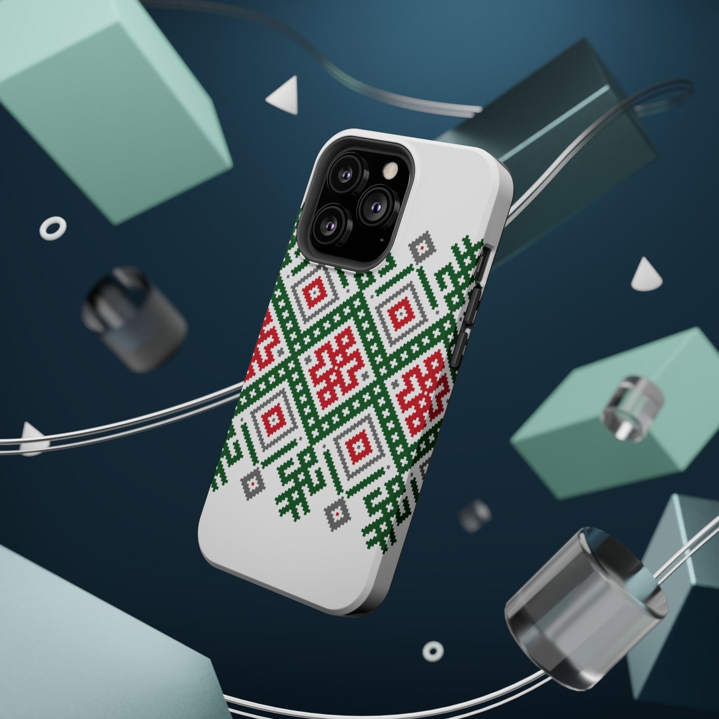 Red white Green and Black  Geometric Design Iphone Magnetic Tough Case