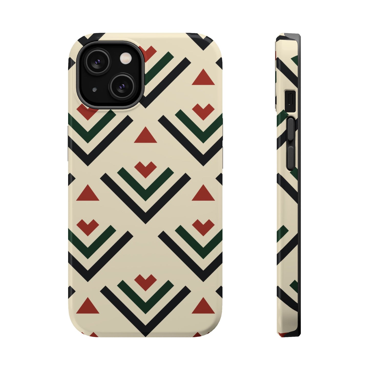 Red Black Green Geometric Design Iphone Magnetic Tough Case