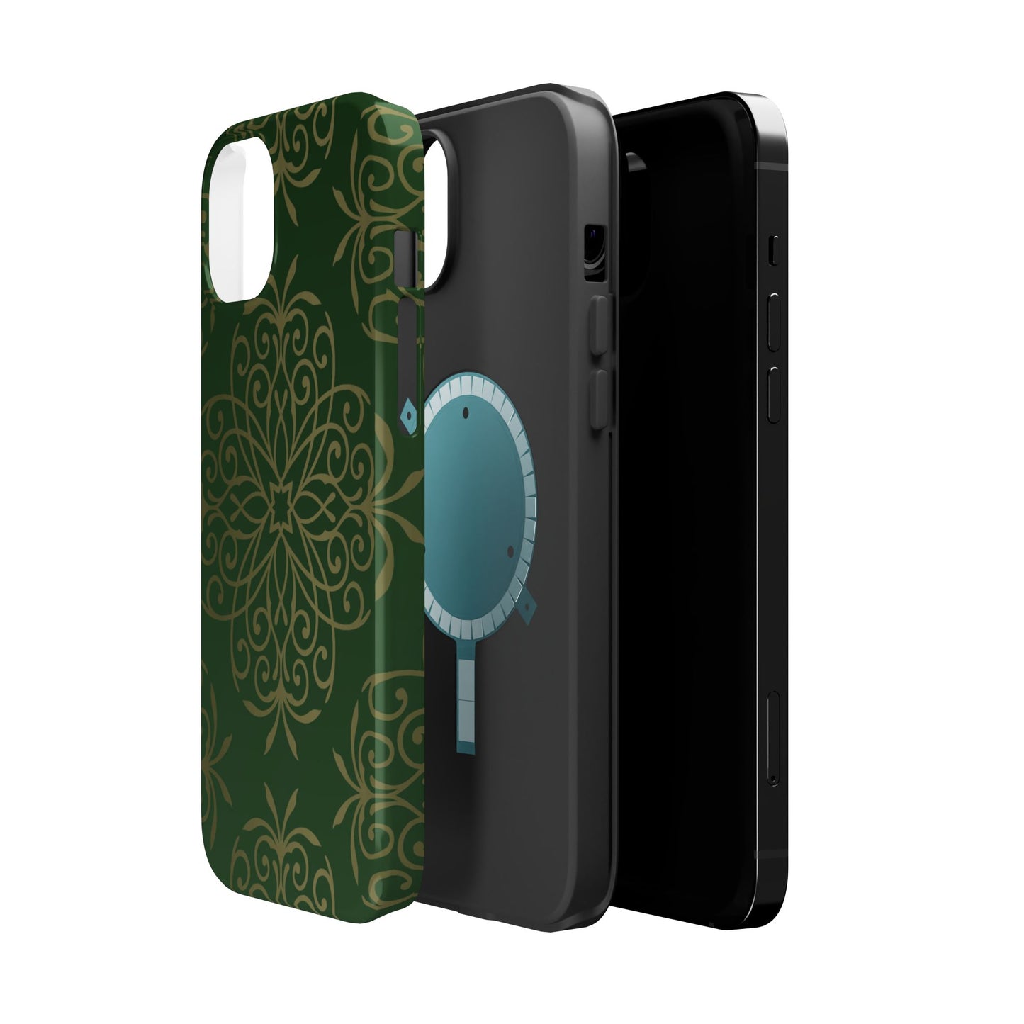 Gold and Green Flowery Design - Iphone Magnetic Tough Case