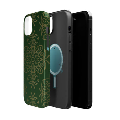 Gold and Green Flowery Design - Iphone Magnetic Tough Case