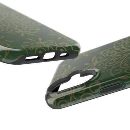 Gold and Green Flowery Design - Iphone Magnetic Tough Case