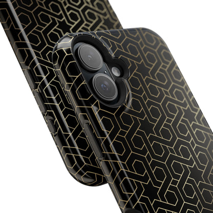 Black and Gold ⭐️ Geometric Design Iphone Magnetic Tough Case
