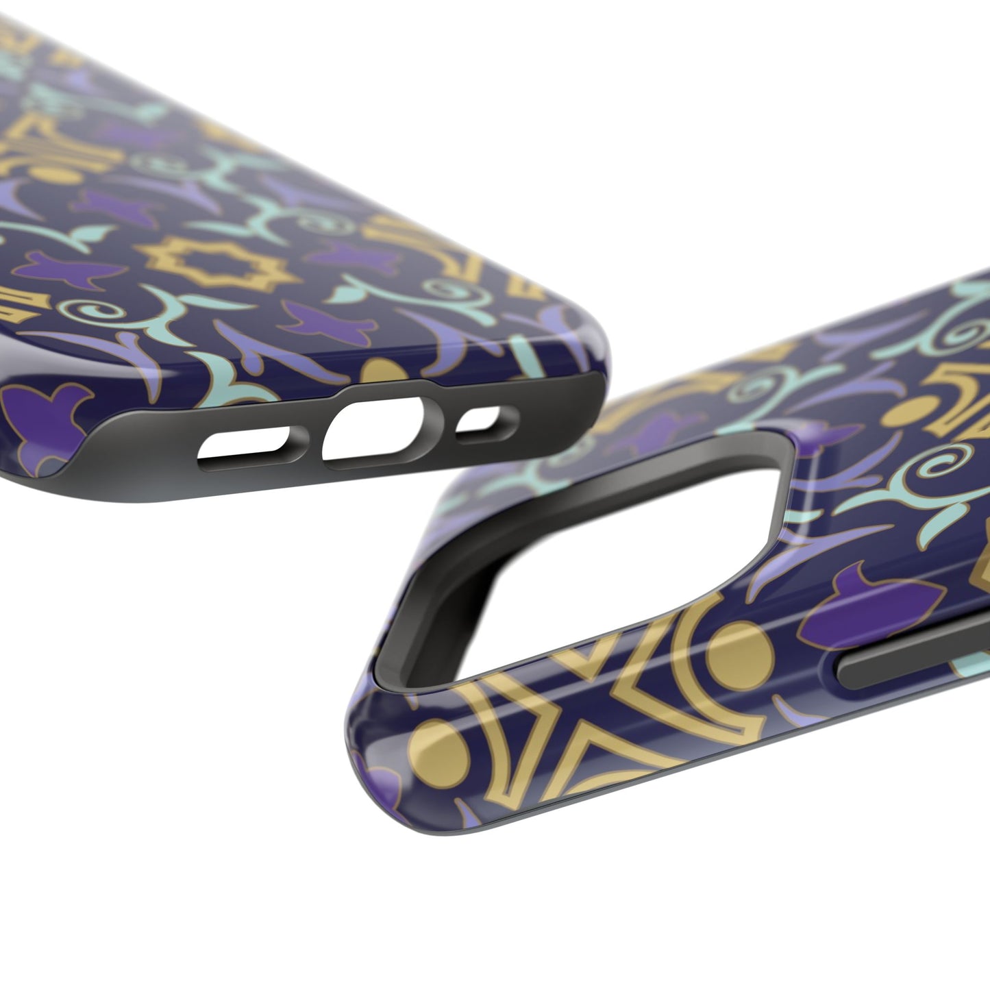 Geometric Purple and Gold Design Iphone Magnetic Tough Case