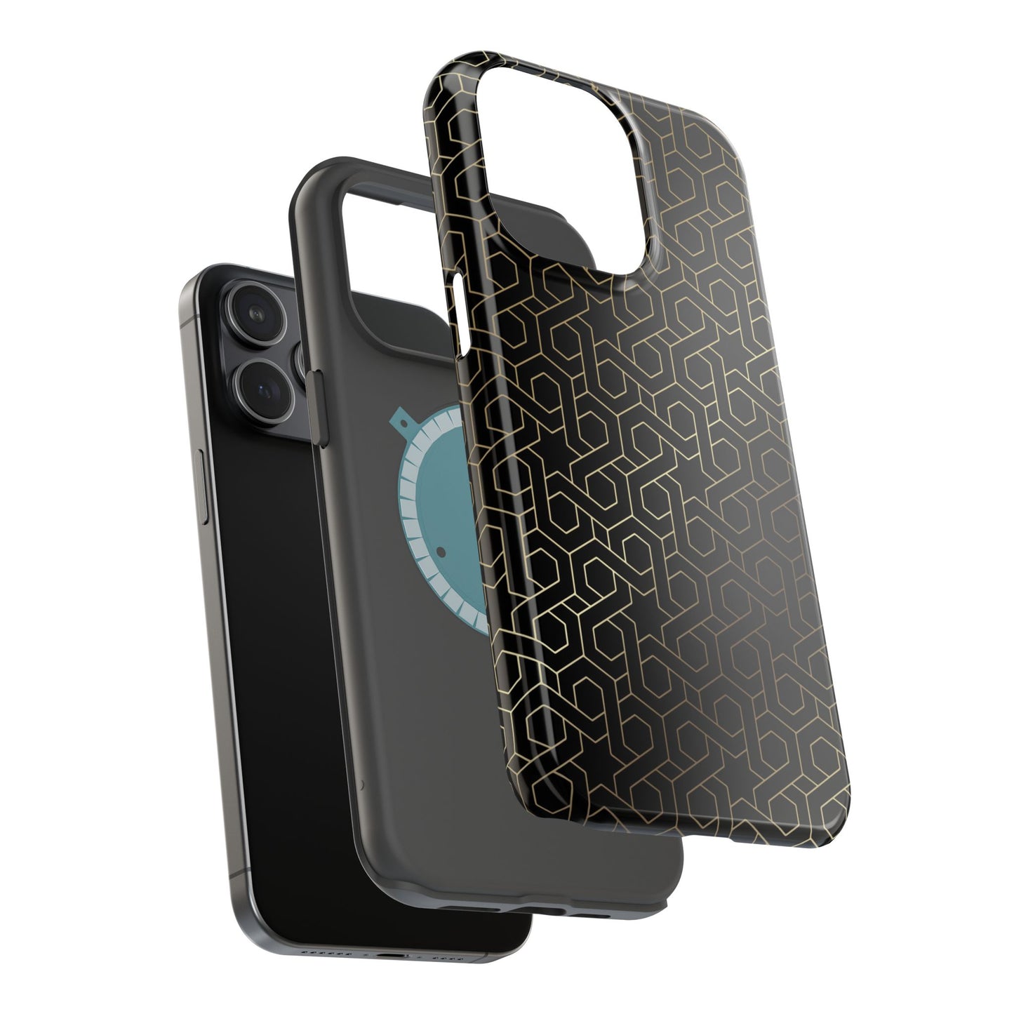 Black and Gold ⭐️ Geometric Design Iphone Magnetic Tough Case