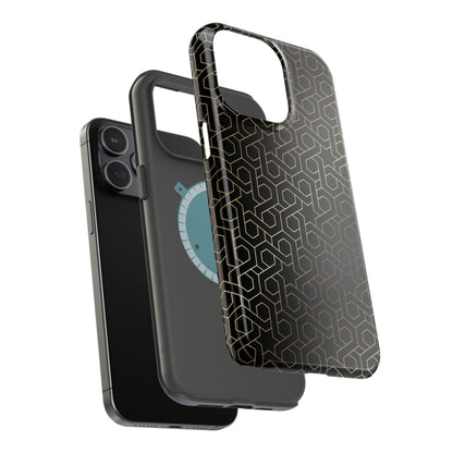 Black and Gold ⭐️ Geometric Design Iphone Magnetic Tough Case