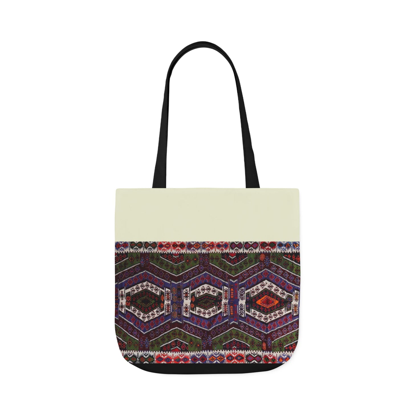 Purple and Res geometric Designs  Tote Bag, 2-Color Straps