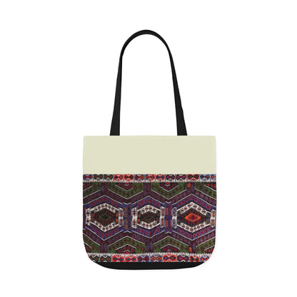 Purple and Res geometric Designs  Tote Bag, 2-Color Straps