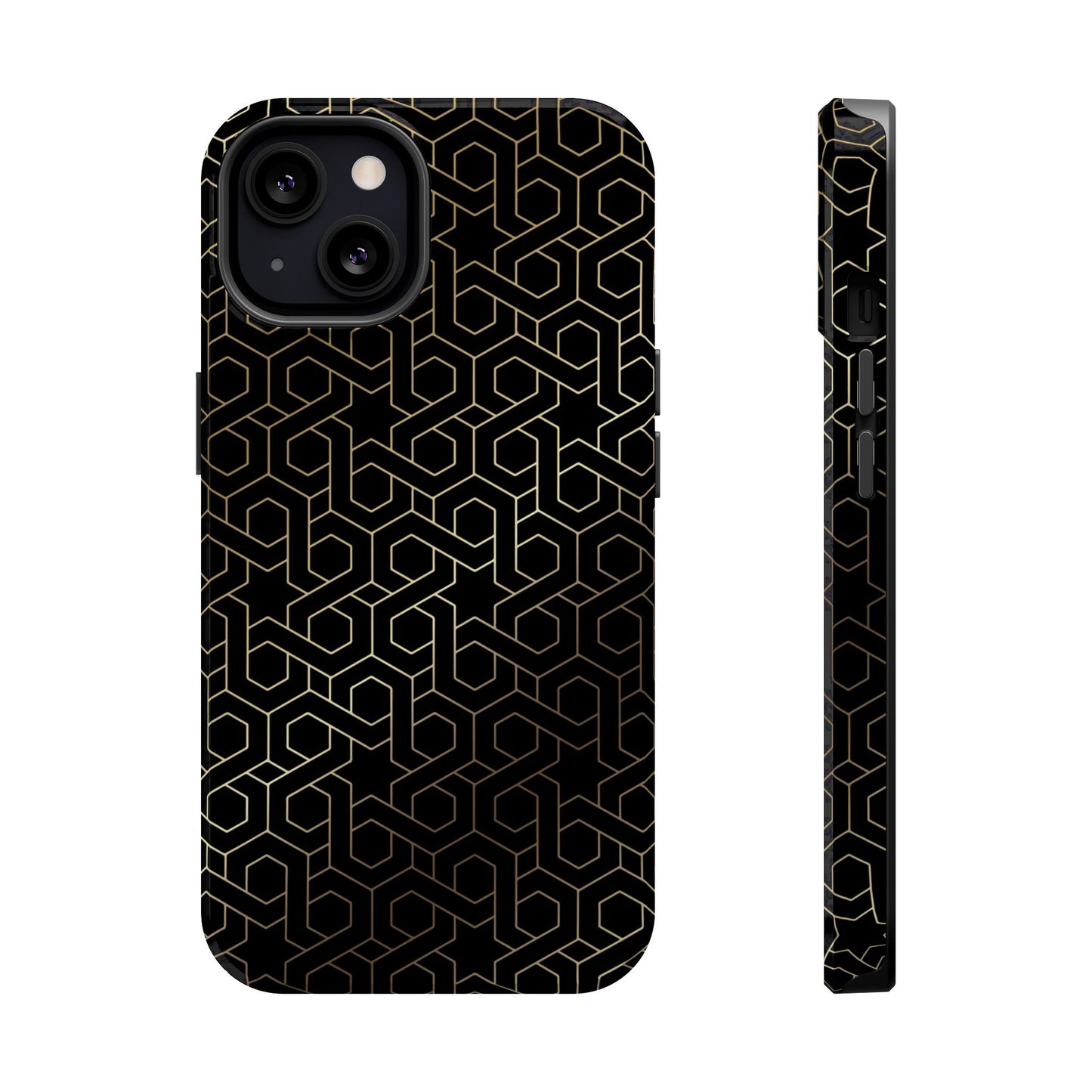 Black and Gold ⭐️ Geometric Design Iphone Magnetic Tough Case