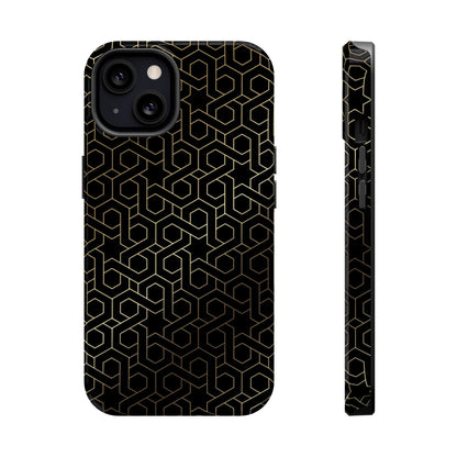 Black and Gold ⭐️ Geometric Design Iphone Magnetic Tough Case