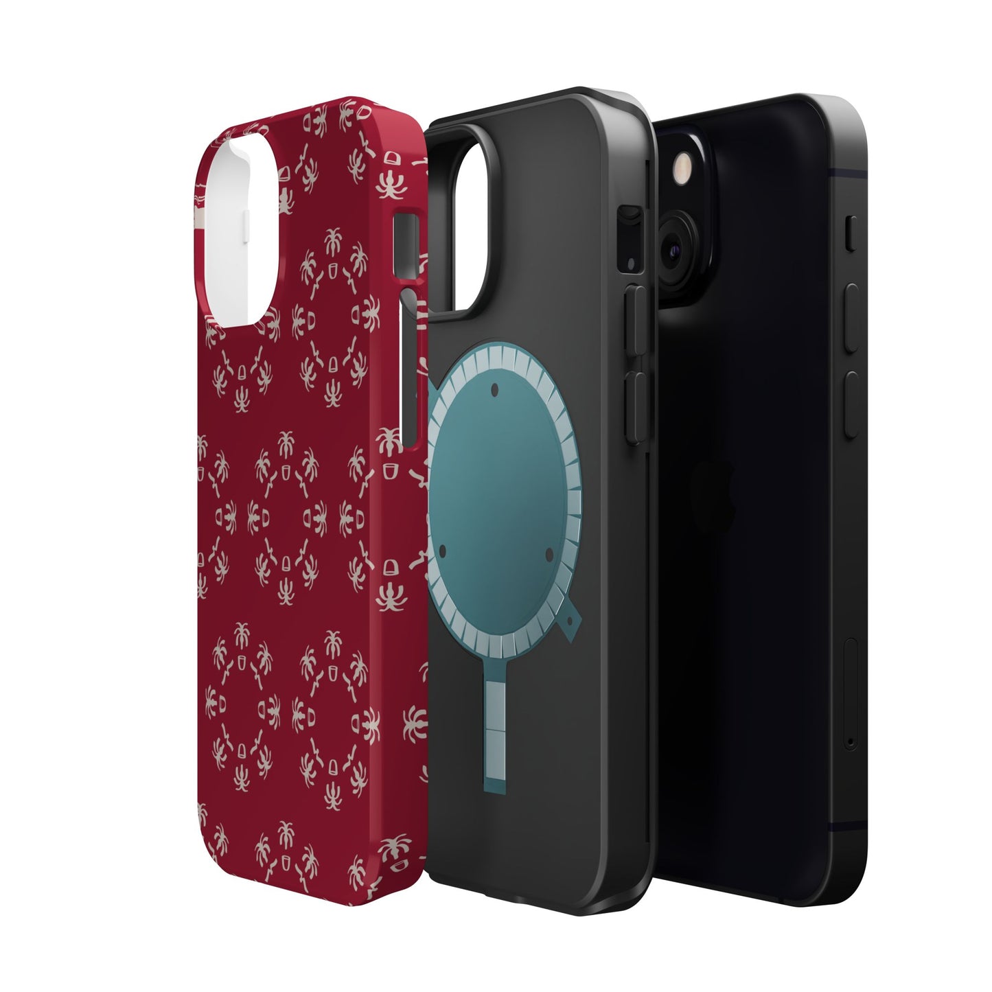 Palm Trees and coffee cups Geometric circle  Design - Iphone Magnetic Tough Case