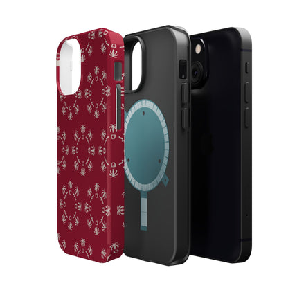 Palm Trees and coffee cups Geometric circle  Design - Iphone Magnetic Tough Case