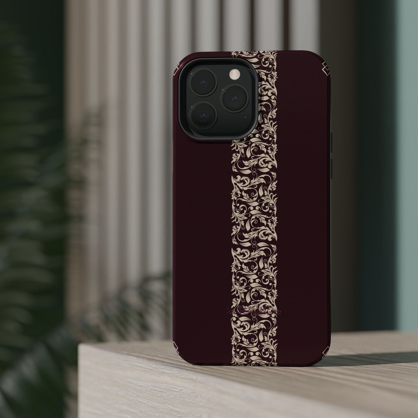 Red Dark and Beige geometric Design Iphone Magnetic Tough Case