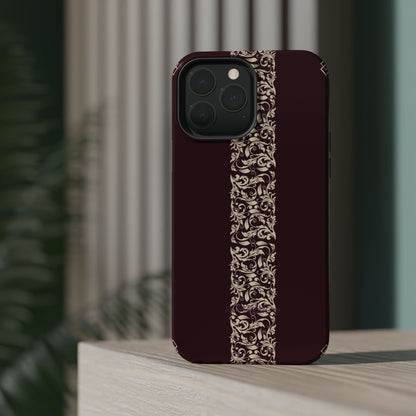 Red Dark and Beige geometric Design Iphone Magnetic Tough Case