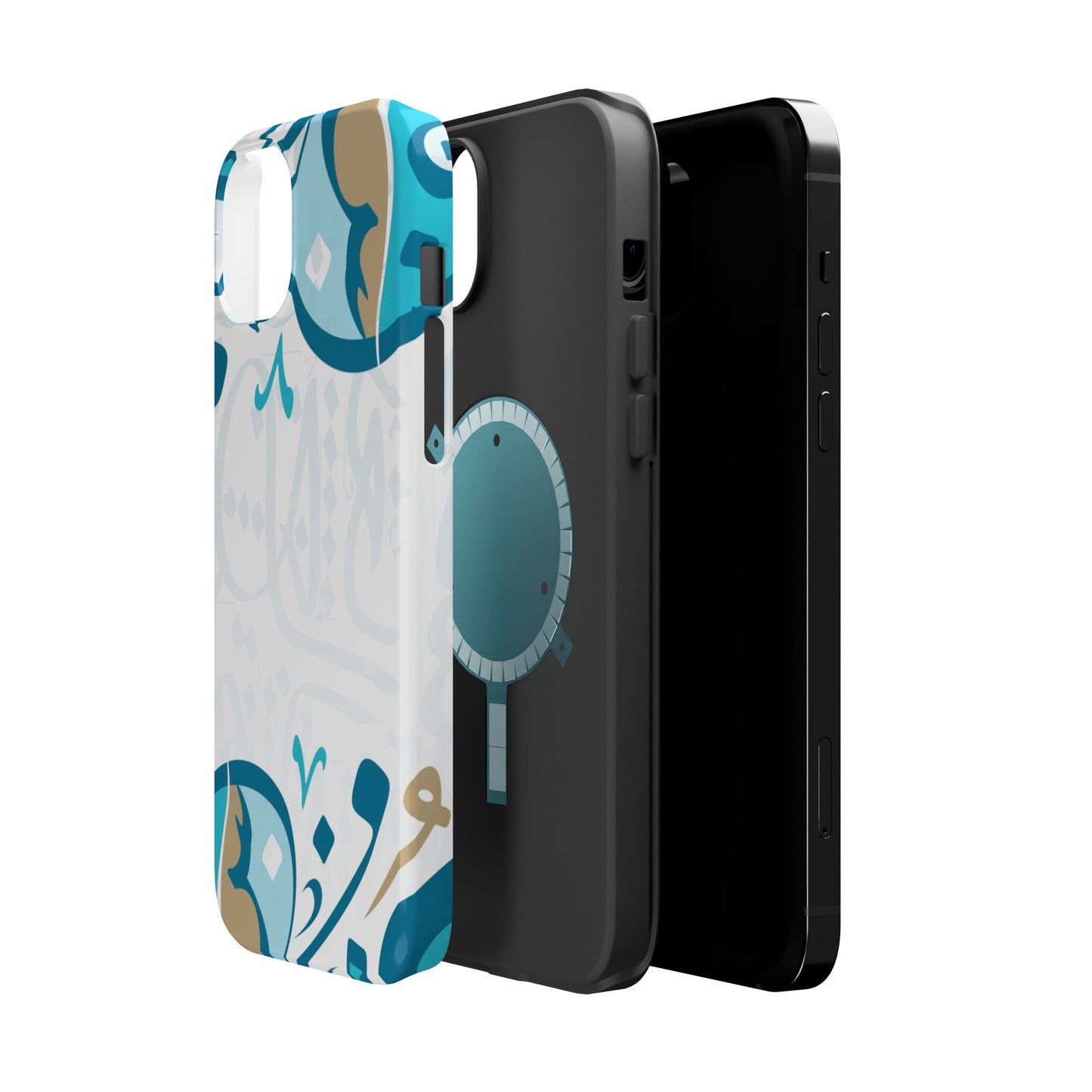 White Blue and Gold Arabic Calligraphy Iphone Magnetic Tough Case