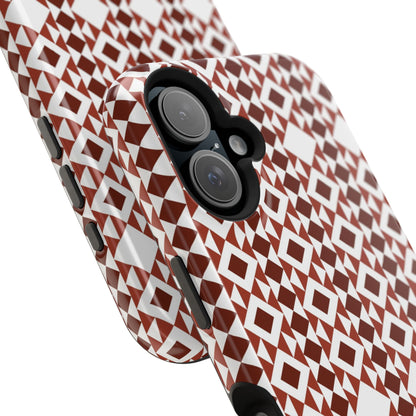 Red and White geometric Design Iphone Magnetic Tough Case