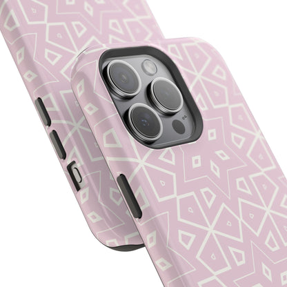 Pink and White Geometric Design Iphone Magnetic Tough Case