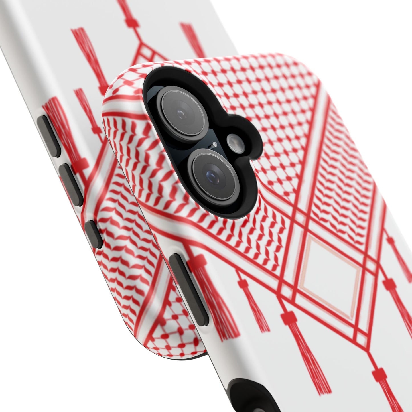 Personalized Arabic Calligraphy - Iphone Magnetic Impact-Resistant Phone Case - Red and White Shmagh Design